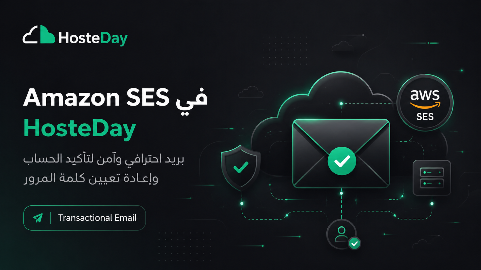 البريد الإلكتروني الاحترافي عبر Amazon SES في HosteDay: تأكيد الحساب وإعادة تعيين كلمة المرور من نطاق مشروعك